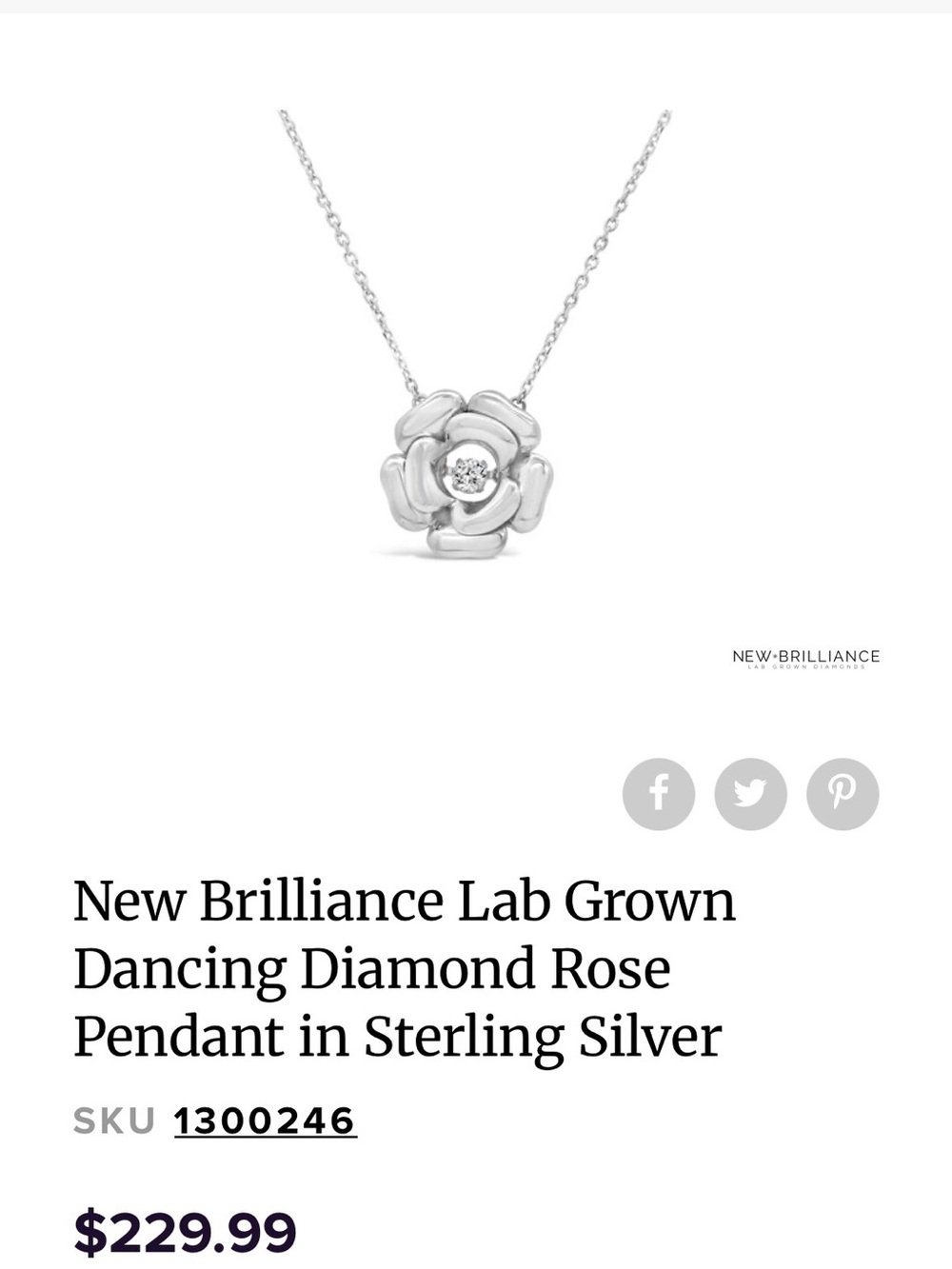 Sterling Silver Rose Pendant Necklace - Silver
